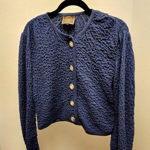 Double D Ranch Blue Cropped Concho Cardigan Southwest Western Women's Medium